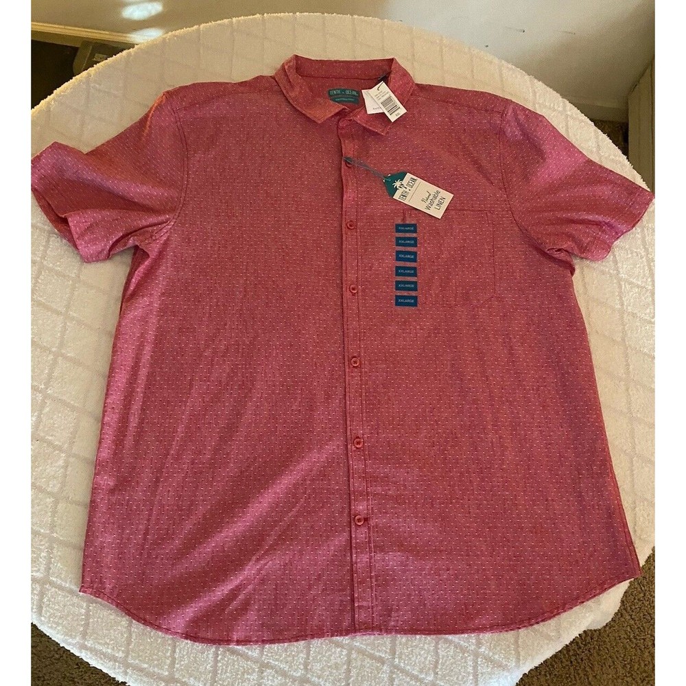 Tenth + Ocean Men’s Washable Linen Red Button Up New With Tags Size XXL